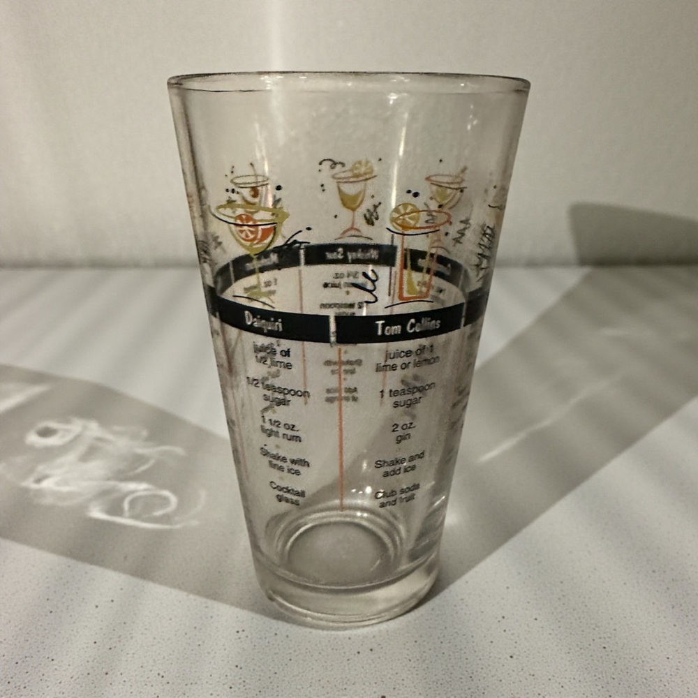 Cocktail Recipe Glass with Black and White Design